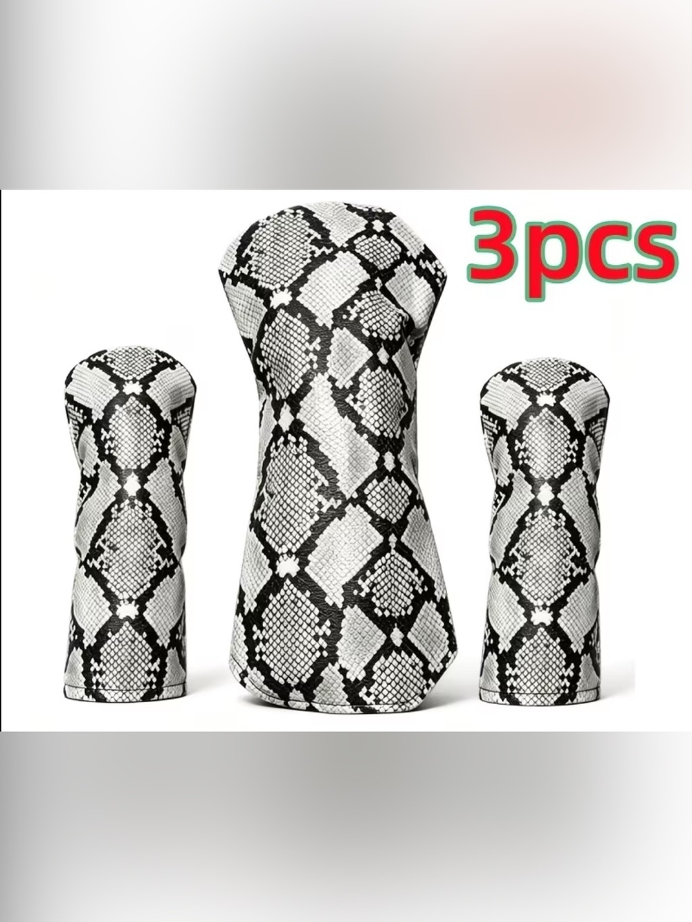 3pc Golf Club Headcovers Snakeskin Design - Brand New